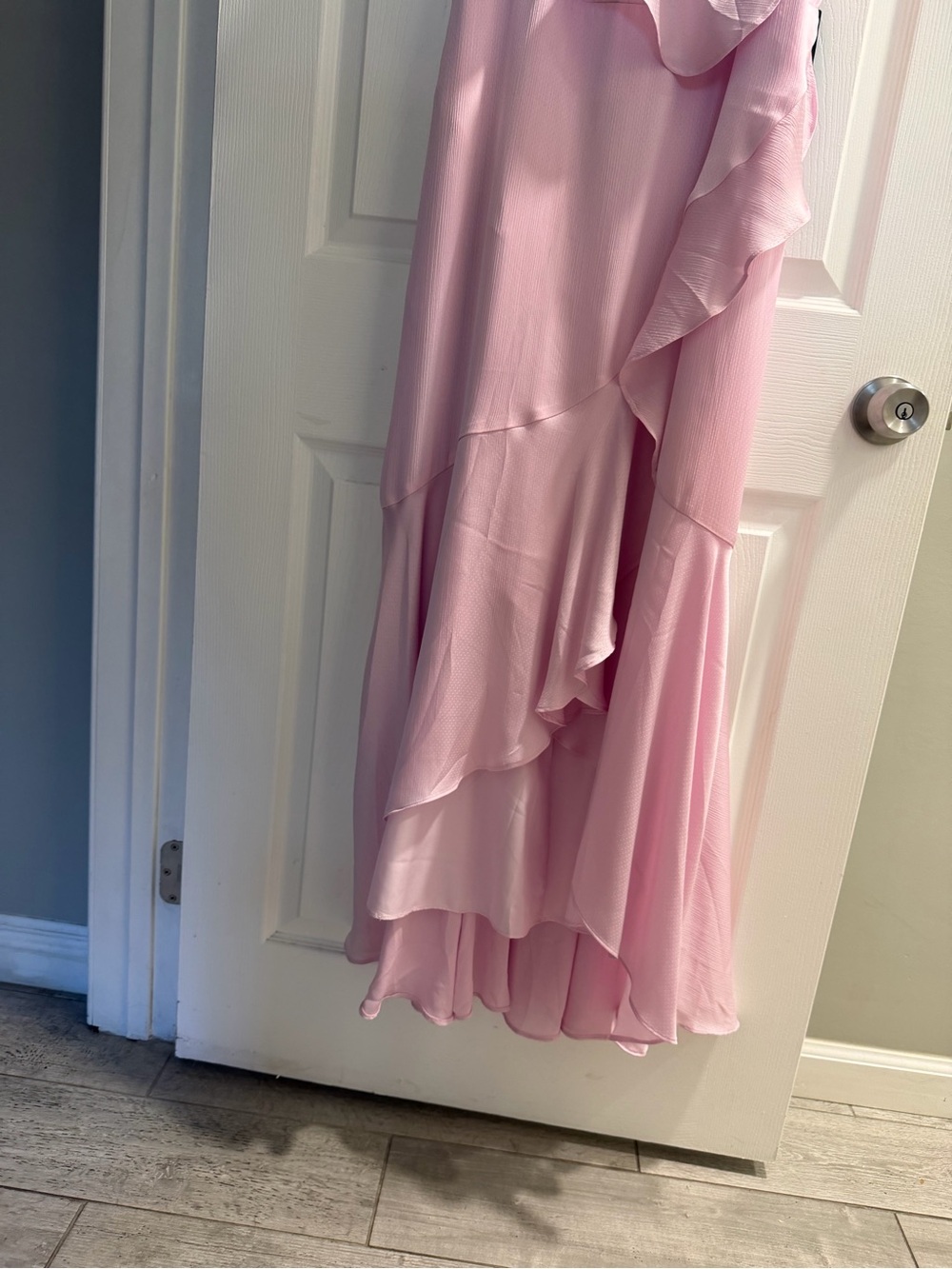 Express Light Pink Ruffle High-Low Slip Dress - Picture 3 of 3